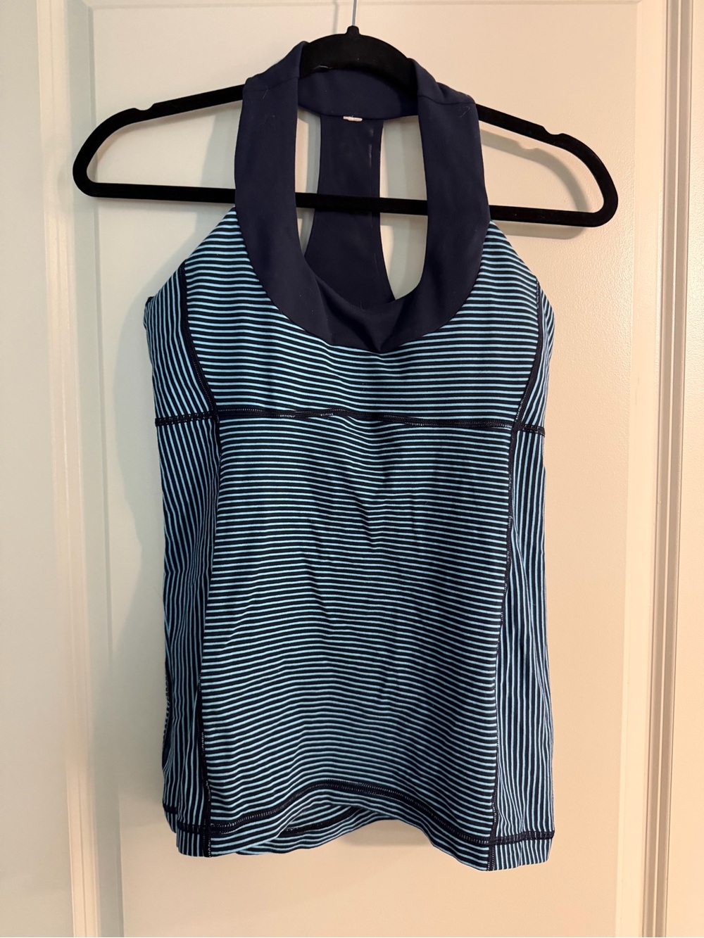 lululemon athletica Navy and Light Blue Striped Halter Tank